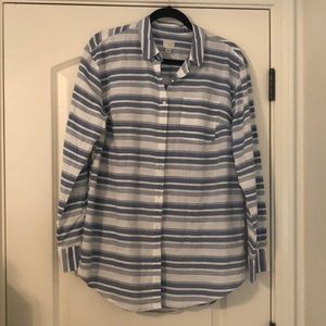 Blue striped button up blouse